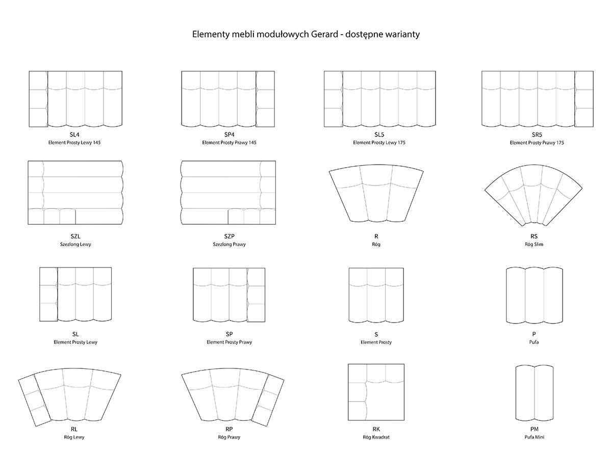 Gerades Element 119 für das modulare Sofa Gerard